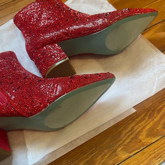 Betsey Johnson Sparkling Red Ankle Booties - Picture 2 of 9